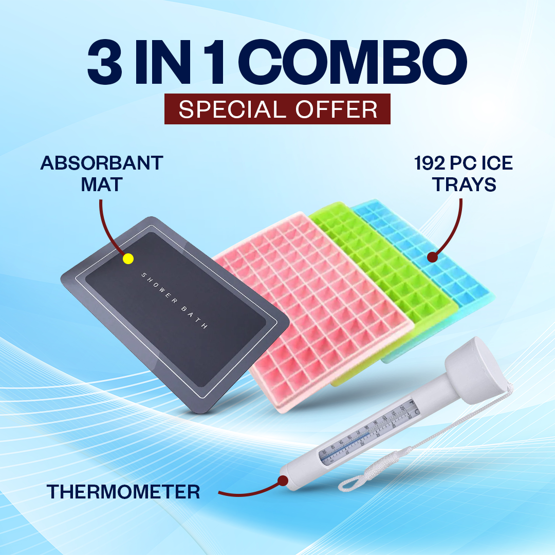 3 in 1 Combo - (Absorbent Water Mat + 192 pc Ice Tray + Thermometer)